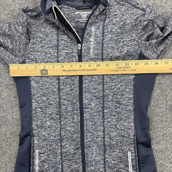 Brooks Jacket Womens XS Blue Heather Full Zip Hooded Running Athletic Thumbholes - Picture 6 of 9